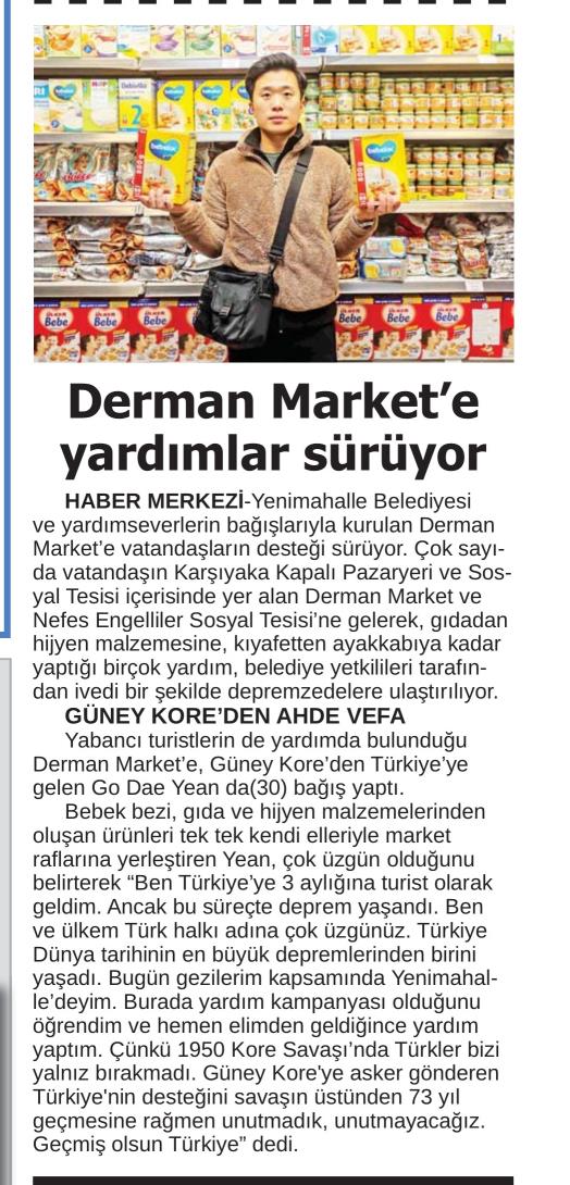 DERMAN MARKET E YARDIMLAR SÜRÜYOR