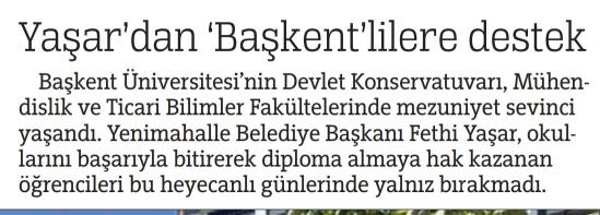 YAŞAR'DAN 'BAŞKENTLİLERE DESTEK