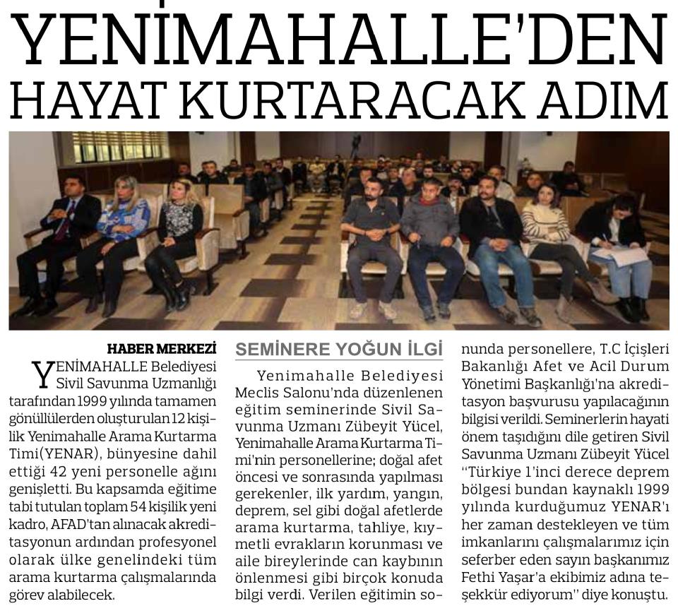 YENİMAHALLE'DEN HAYAT KURTARACAK ADIM