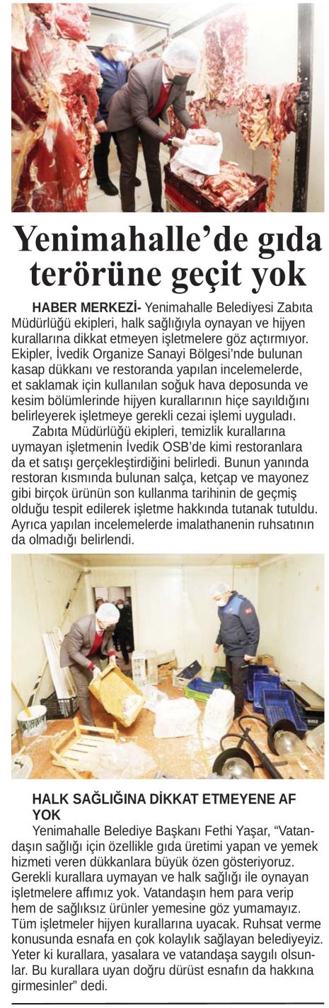 YENİMAHALLE'DE GIDA TERÖRÜNE GEÇİT YOK