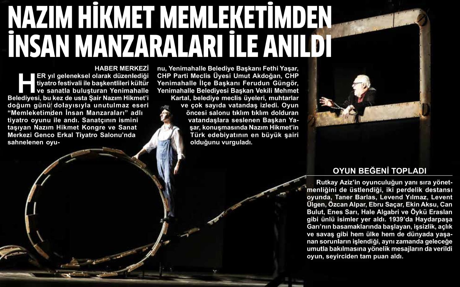 NAZIM HİKMET MEMLEKETİMDEN İNSAN MANZARALARI İLE ANILDI
