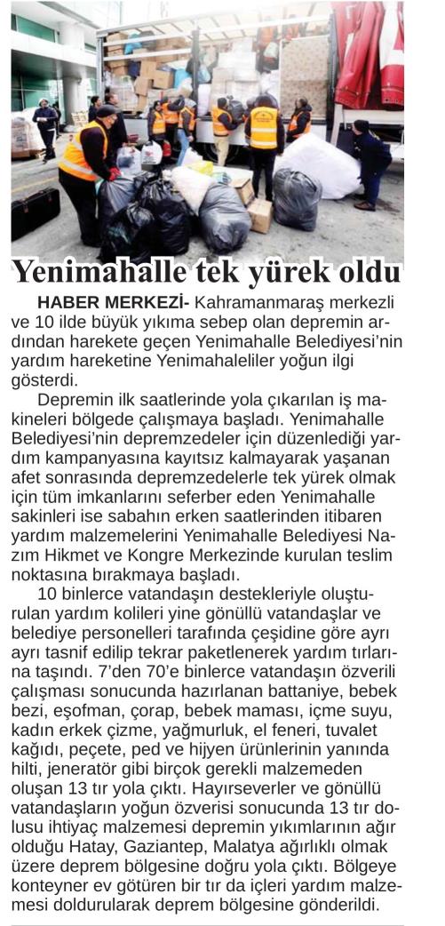 YENİMAHALLE TEK YÜREK OLDU