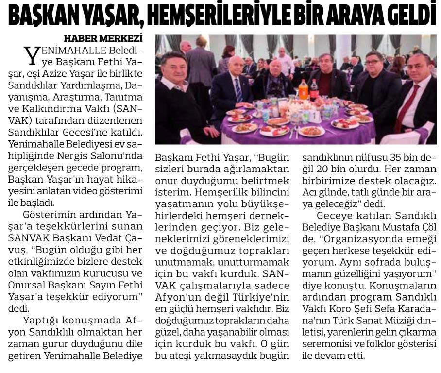 BAŞKAN YAŞAR, HEMŞERİLERİYLE BİR ARAYA GELDİ