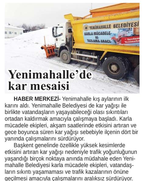 YENİ MAHALLE'DE KAR MESAİSİ