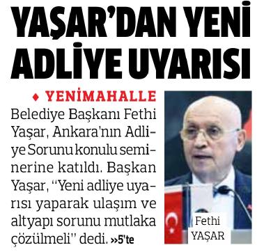 YAŞAR'DAN YENİ ADLİYE UYARISI