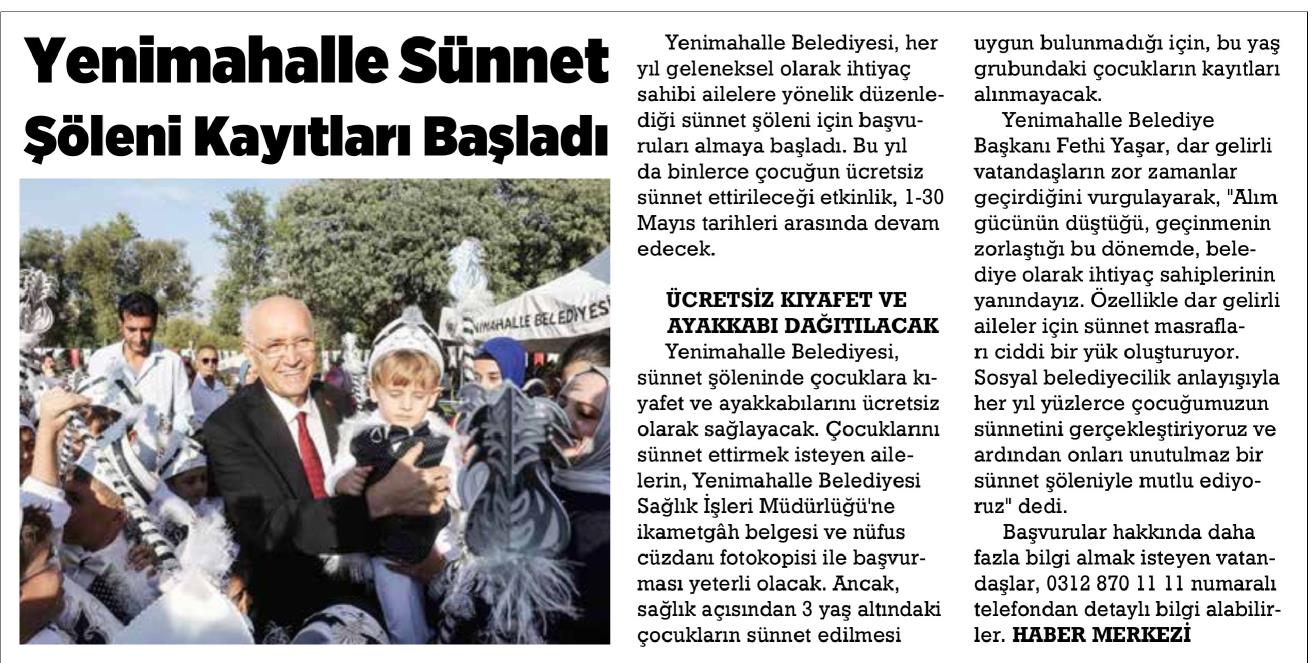 YENİMAHALLE SÜNNET ŞÖLENİ KAYITLARI BAŞLADI